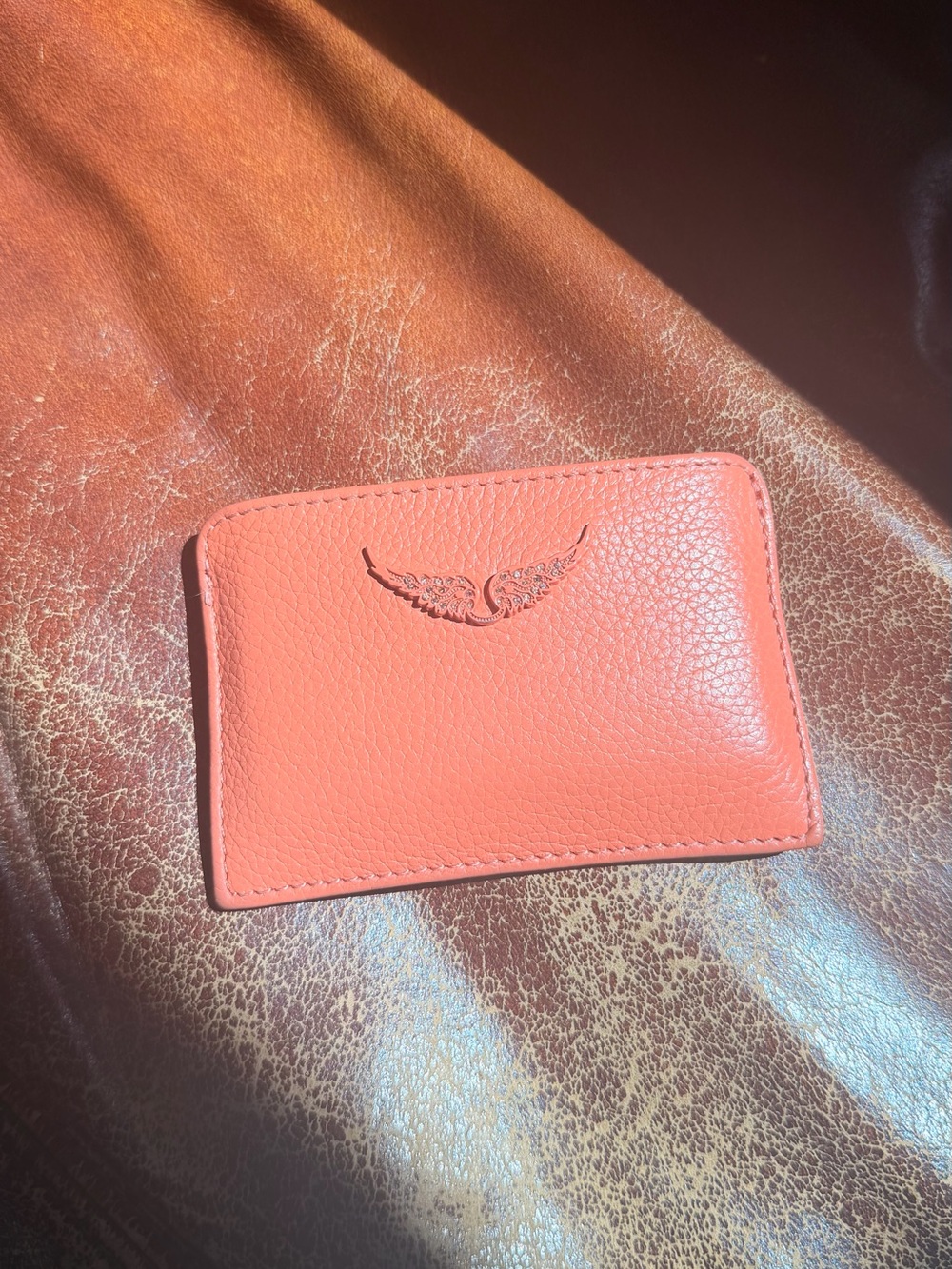 Zadig & Voltaire Coral Pink Leather Card Sleeve
